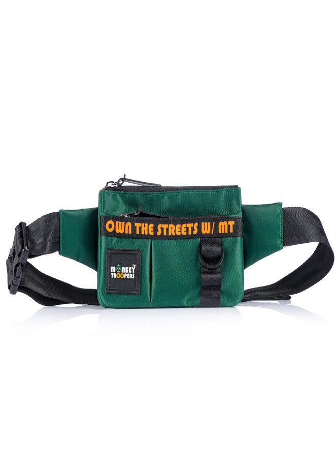 MONKEY TROOPERS Pockstar Waist Bag, Crossbody, Chest Bag for Men Women Girls Boys, Lightweight, Durable, Travel, Hikking, Casual, Dailyuse, Water Resistant (Dark Green) - Image 1